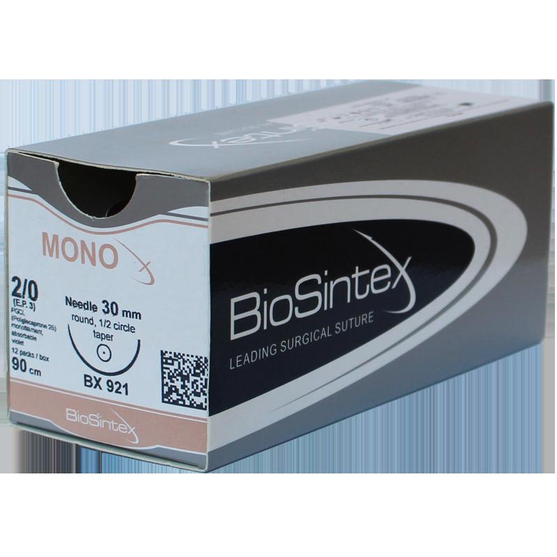 MONOx, Поліглекапрон моно.фіол. або безбарв.,USP 3/0(M2), 70см, кол.голка від 17,5 мм,1/2 кола